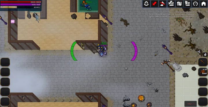 Captura del juego: el jugador en su lobo recorre las calles de piedra de Lunera, entre casas y faroles.